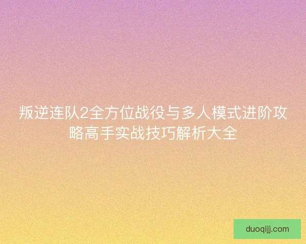 叛逆连队2全方位战役与多人模式进阶攻略高手实战技巧解析大全